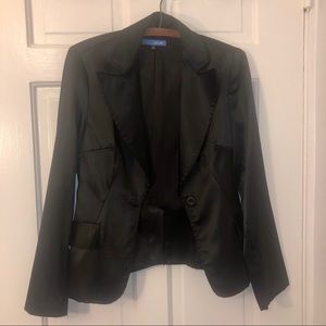 Black satin material blazer.